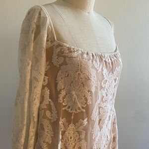 Free People Pink Babydoll Dress with Bishop Sleeves